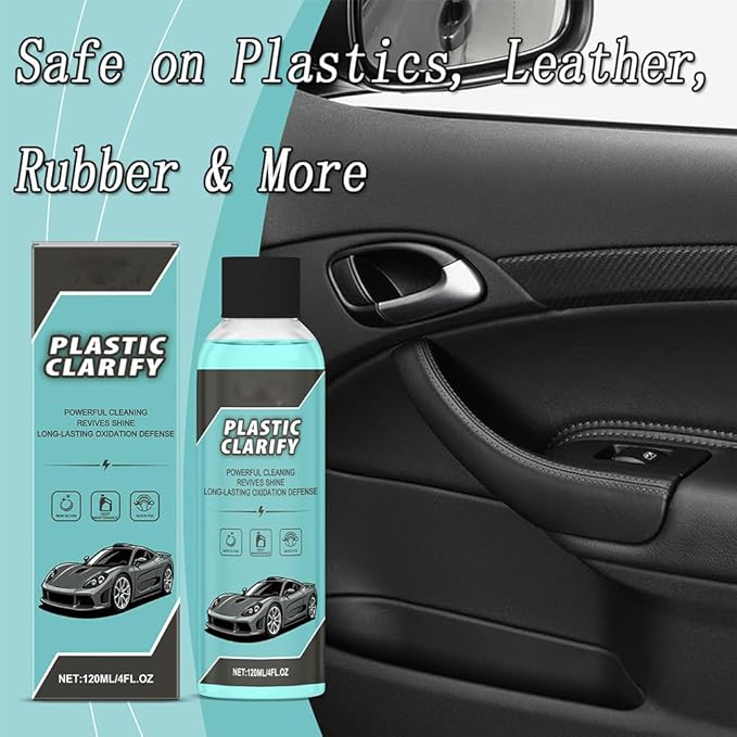 Plastic Clarify For Cars, 120ML Waterless Plastic & Trim Restorer Spray, Scratch Remover and Black Trim Restorer for Interior & Exterior Plastic, Rubber, and Vinyl Surfaces (1pcs)