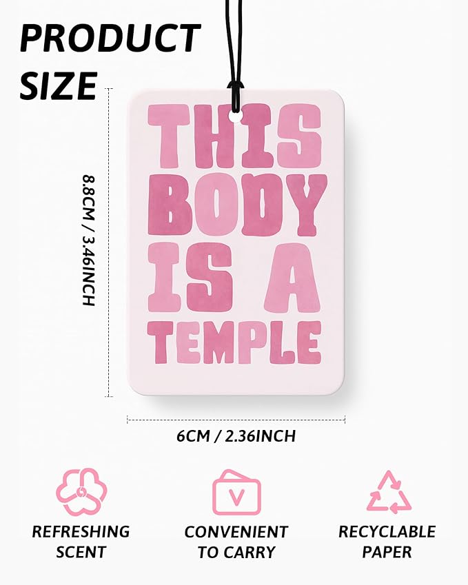 Pink Christian Car Air Freshener 4 Pcs Coconut Scented, Preppy Religious Bible Verse Car Accessories Mirror Decor for Women, Girly Christian Hanging Air Freshener for Cars Closet Drawer Books