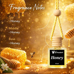 Gift Paradise® Honey Car Freshener Set – 3 Pack 10ml Hanging Air Fresheners with Wooden Lid – Spring Summer Auto & Home Fragrance Diffuser for Car Mirror – Velvet Gift Bag Included