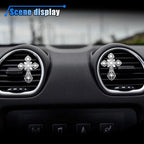 Bling Car Dashboard Air Vent Trim Clips, Crystal Rhinestone Air Vent Clips, Car Interior Decoration Accessories, Cross Air Conditioning Outlet Clip for Women Girls (Silver, 2PCS)