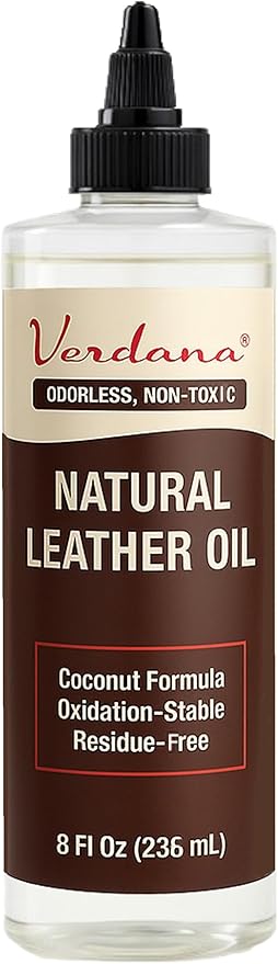 Verdana Leather Conditioner Oil – 8 Fl Oz – Plant-Based, Non-Toxic Leather Conditioner for Couches, Car Seats, Boots, Shoes, Jackets & Purses – Natural, Odorless Conditioning Oil