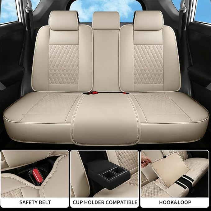 Car Seat Covers Full Set Custom Fit for Buick Regal 2009-2020 - Premium Faux Leather with Lumbar Support | Breathable, Waterproof, Anti-Slip, Durable (Beige,Full Set)
