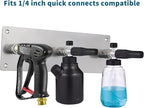 Foam Cannon Holder Pressure Washer Wall Mount Bracket Pressure Washer Nozzle Tips and Extension Wands Storage Organizer Car Wash Accessories Stainless Steel Tool Rack