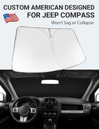 Proadsy 2026 Upgrade Front Windshield Sun Shade Foldable Sunshade Protector Custom Fit 2007-2017 Jeep Compass Accessories