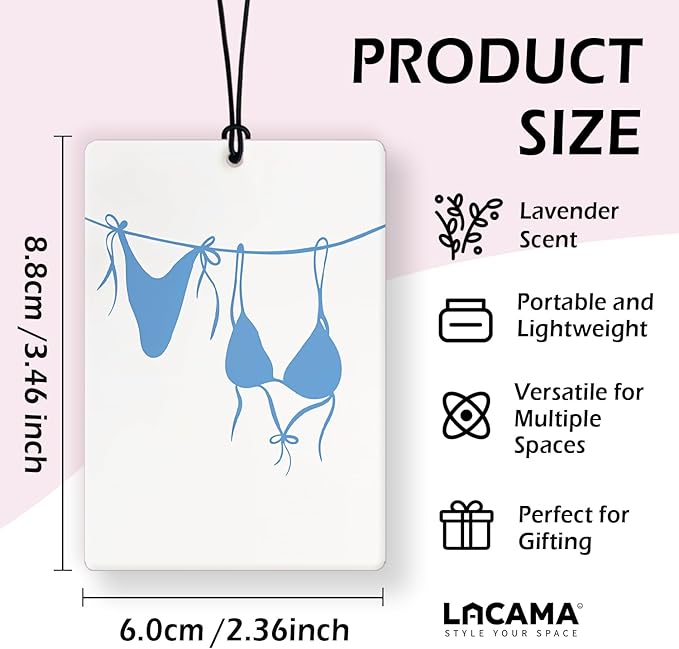 Lacama Blue Beach Coastal Cowgirl Car Air Freshener 3Pcs, Western Coastal Cowgirl Cars Scents Air Freshener for Women Girls Gifts, Girly Beach Car Accessories Interior Mirror Decor Hanging
