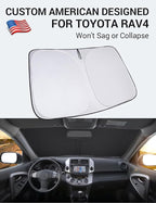 Proadsy 2026 Upgrade Front Windshield Sun Shade Foldable Sunshade Protector Custom Fit 2006-2012 RAV4 SUV Crossover, LE XLE Premium Limited XSE Hybrid Adventure Accessories