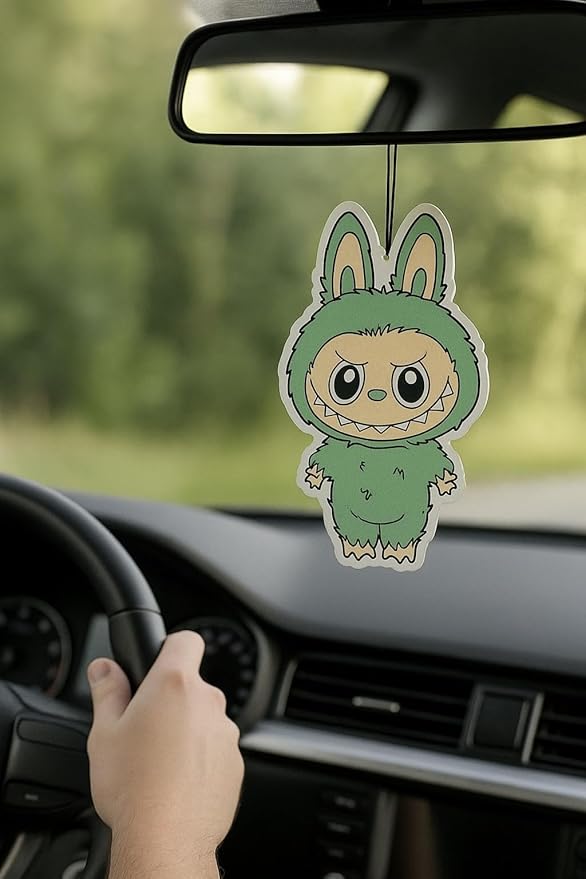 PumpCar car air freshener 2-piece double-sided The Monsters hanging cherry-scented for rearview mirror Car Interior Accessories Household Gifts (Green Grape, Cherry)