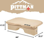 Pittman Outdoors Backseat Bed Air Mattress – 60” Rear Seat Air Mattress for Trucks, Vans & Large SUV – Includes Pump, Pillow & Storage Bag – Inflatable Back Seat Air Mattress – Tan