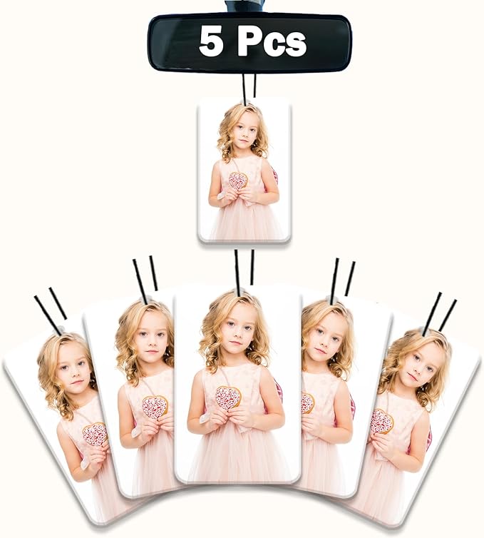 Custom Air Freshener with Picture for Car, Personalized Double Sided Photo Air Freshener, Personalized Car Scents Air Freshener, Car hanging Ornament Father's Day Hanging Ornaments (5Pcs-Rectangle)