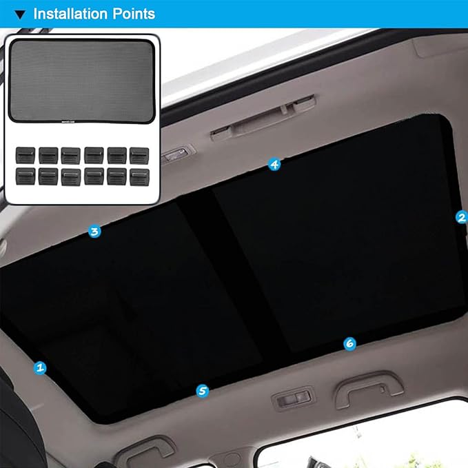 Car Sunroof Sunshade Compatible with Tiguan Accessories 2010-2017, One-Piece Glass Roof Sun Shade, Foldable Car Sunshade Roof, Sunroof Cover, Sun UV Protection