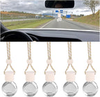 5PCS Hanging Car Air Freshener, 8 ml Oil Diffuser Perfume Aromatherapy Pendant, Fragrance Ornament with Vent Clip Wooden Cap and Rope, Auto Interior Decoration (Oblate)