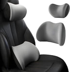 Car Headrest & Lumbar Support Cushion, Car Headrest and Lumbar Support, Ergonomic Car Seat Headrest & Lumbar Cushion, Car Head Rest and Lumbar Pillow Set for Neck Back Pain Relief (Gray)