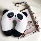 Travel Pillow for Kids, Cute Animal Neck Pillow Support U Shaped Cushion Plush Soft Rest Reading Pillows Sleeping Pillows for Airplane Train Car (Color:Panda)