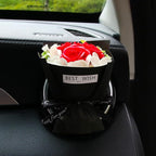 Mini Car Vent Clip Air Freshener, Aesthetic Floral Soap Rose Bouquet Diffuser Decor, Reusable Essential Oil Aroma Pad, Cute Car Accessories Gift for Women (Style E)