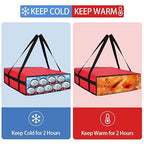 CIVJET Insulated Pizza Delivery Bag for Carry Hot, 20" x 20" x 6" Carrier Warmer, Insulated Food Delivery Bag, Insulated Grocery Cooler Bags for Catering/Drivers, Commercial Food Warmers（Red, 1Pk）