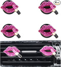 4pcs Red Purple Lips Car Vent Clips Air Freshener Dazzling Lipstick Girly Car Decor Accessories for Women Bling Car Interior Decorations Refillable Diffuser