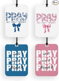 4 Pcs Pink Pray Car Air Fresheners for Mirror Prayer Blue Pray Car Accessories for Women Christian Air Freshener Cars Decor for Home Bedroom