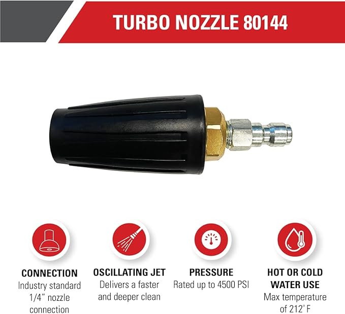 Simpson Cleaning 80144 4500 PSI Universal Turbo Pressure Washer Nozzle, 1/4-Inch Quick Connect, Hot- or Cold-Water Use