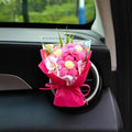 Mini Daisy Bouquet Car Vent Clip Air Freshener, Small Artificial Flowers Car Accessories, Reusable Essential Perfume Diffuser with Lemon & Blank Pad, Dashboard Yarn Floral Decor, Gift for Car(Style A)