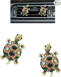 Green Sea Turtle Coastal Car Decor, 2pcs Turtle Car Air Freshener Vent Clips,Sparkling Beach Ocean Themed Dashbaord Decorations Accessories for Women,Rhinestone Refillable Diffuser