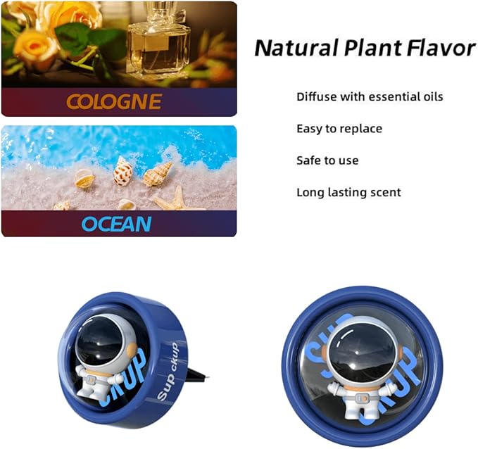 DAYUJIAN Cartoon Car Air Fresheners Astronaut Automotive Air Outlet Cute Car Diffuser Creative Glowable Car Perfume Decoration Aromatherapy Ornament Car Vent Accessories