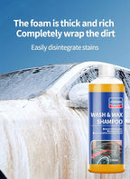 Car Wash & Wax Shampoo, 2-in-1 Liquid Car Shampoo and Conditioner, Enzyme Active Stain Remover with Glazed Coating, Phosphate-Free for Car/Motorcycle Exterior, 500ml/16.9oz