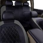 Universal Deluxe Pu Luxury Vinyl Faux Leather Car Seat Covers Full Set, Airbag Compatible, Breathable, Fit for Most Sedans, Vans, SUVs (Black and Gray)