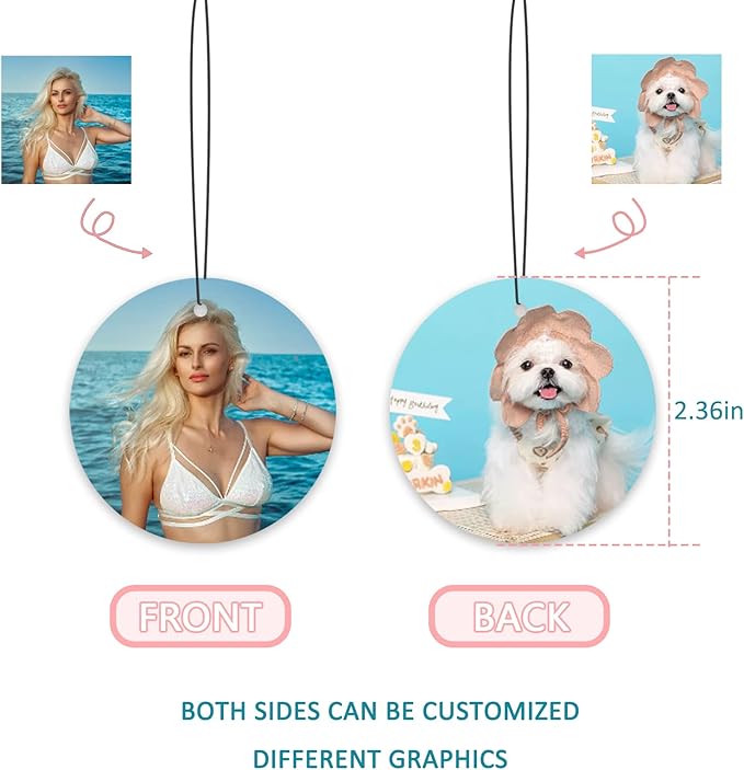 Bulk Custom Air Freshener with Picture for Car - Personalized Customized Photo Business Logo Text Air Freshener (Round 4)