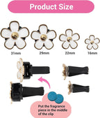 Daisy Flower Car Air Freshener Vent Clips, 4 Pcs Cute Car Accessories for Women Interior, Girly Decor Essentials, Truck Accessories, for Bathroom Office Pet Houses (White, 3.1cm 2.9cm 2.2cm 1.6cm)