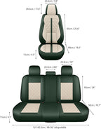 otoez Green Car Seat Covers Full Set, Universal Nappa Leather Seat Cover 5 Seat Waterproof & Breathable Automotive Seat Protector Full Coverage for Cars Sedens, Trucks, SUVs, Vans (White & Green)