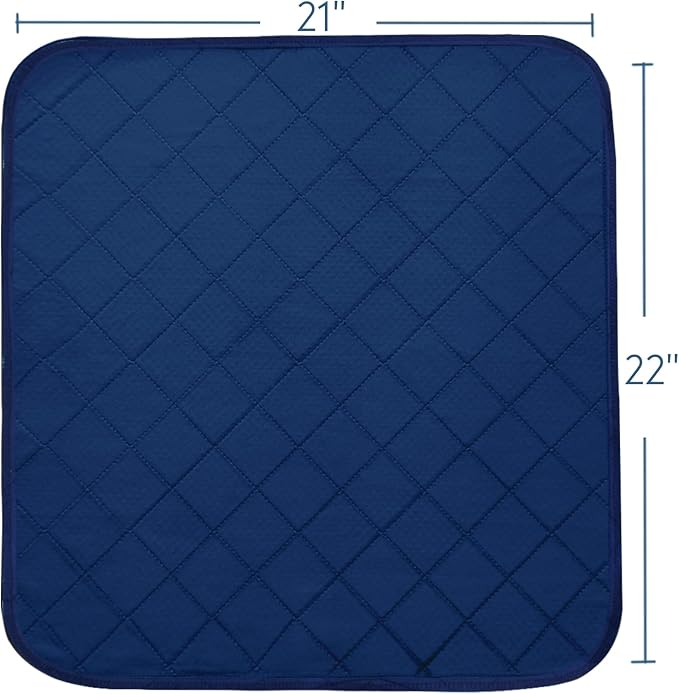 Waterproof Chair Pads for Incontinence, 4 Pack Reusable Seat Protector Pads 22" x 21", Absorbent Wheelchair Pad Covers, Washable Chair Pads for Adults, Kids & Pets - Navy Blue