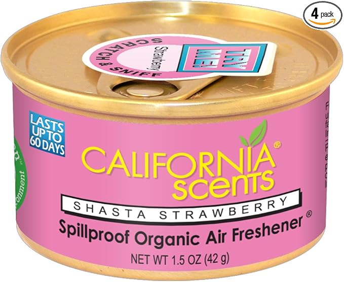 California Scents Spillproof Organic Air Freshener, Shasta Strawberry, 1.5 Ounce Canister (Pack of 4)