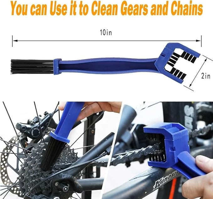 Bike Cleaning kit Precision Bicycle Cleaning Brush Tool Set Including Bike Chain Cleaner Brush, suitable for Mountain, Road, City, Hybrid,Dirt,BMX Bike and Folding Bike,8 Pieces