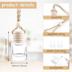 50 Pcs Car Essential Oil Hanging Bottle Empty Car Air Freshener Diffuser Bottle Perfume Glass Bottle Pendant Aromatherapy Fragrance Bottle Auto Car Interior Ornaments Decor (Round shape)