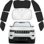 Car Window Shades for Jeep Grand Cherokee 2011-2021 Accessories - Full Set 8PCS Side Window Sunshades with Memory Frame & Blackout Fabric, Privacy UV Shield for Camping/Travel