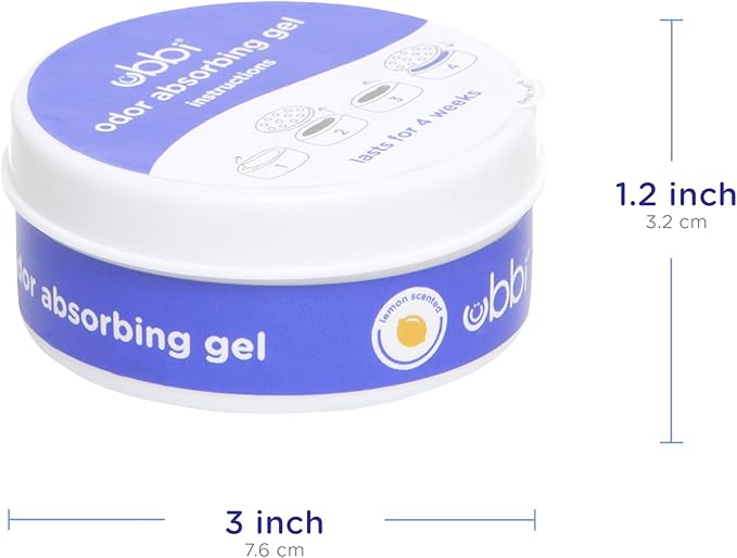 Ubbi Lemon Scented Odor Absorbing Gel Value Pack, Diaper Pail Odor Control Gel Packs, Baby Nursery Essentials, 3 Count