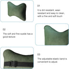 Car Headrest Pillow, Suede Soft Comfortable Breathable Vehicle Seat Neck Support Cushion with Adjustable Strap, Ergonomic Design Auto Head Rest Pad, Universal for Sedan RV Truck (Dark Green)