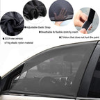 Car Front Window Sun Shade - 2 Pack Breathable Mesh Side Window Shade Sunshade UV Protection for Driver Family Pet on Front seat, Curtain with Two Holes to See Rearview Mirror, Size M