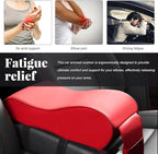 Car Center Console Cover, Soft Memory Foam Auto Arm Rest Pillow with Phone Holder Storage Bag, Waterproof Leather Armrest Seat Box Protector Comfy Cushion Pad for Most Cars (Red)
