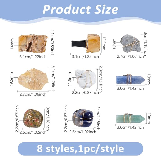 DICOSMETIC 8Pcs Crystal Car Vent Clips Irregular Gemstone Vent Clips Natural Stone Car Decoration with Clip Cars Air Freshener Clip with Iron Wire for Women Men