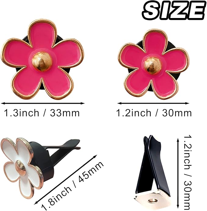 6 Pcs Metal Daisy Air Vent Clips Flower Car Air Freshener Clip Air Conditioning Outlet Clip Bling Charm Car Inter Decor Accessories for Girls Women