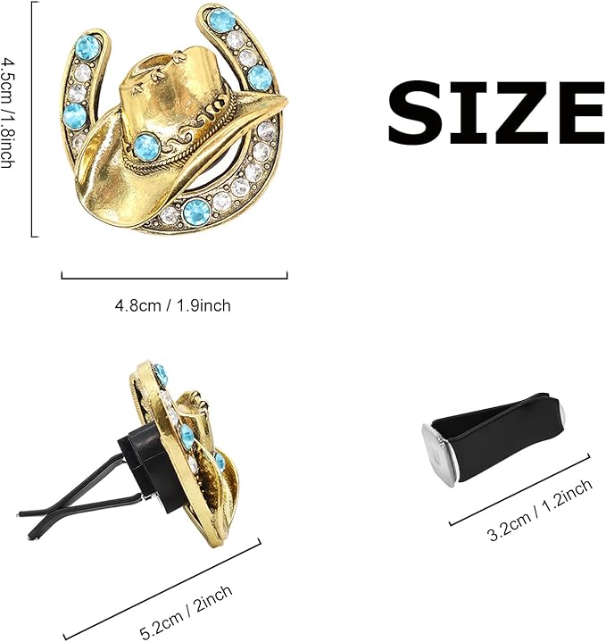 Cowboy Cowgirl Car Air Freshener Vent Clip,Bling Western Car Decor,1pc Women Men Vehicles Trucks Dashboard Decoration Accessories,Refillable Alloy Cowboy Hat Charm Diffuser