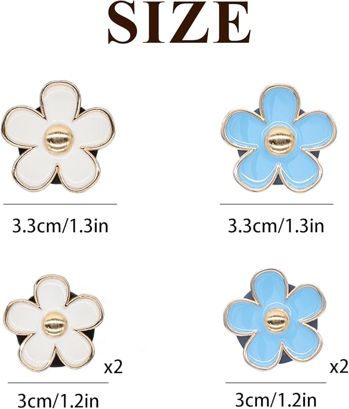 6pcs Flowers Car Air Freshener Vent Clips Blue White Daisy Flowers Air Vent Clip Car Accessories for Women 3.3cm/3cm Refillable Daisy Decor Diffuser