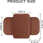 Mandark Car Center Console Cover, Microfiber Leather Vehicle Armrest Protector Cushion with 2 Storage Bags, Auto Interior Arm Rest Seat Box Pad Accessories, Universal for SUV, Sedan, Truck (Brown)