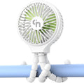 WiHoo Portable Stroller Fan, 11H Ultra-long Battery Life 3 Speed 360°Rotate, USB Rechargeable or Battery Operated Cooling Clip On Personal Fan for Baby Crib Travel Car Seat White