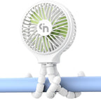 WiHoo Portable Stroller Fan, 11H Ultra-long Battery Life 3 Speed 360°Rotate, USB Rechargeable or Battery Operated Cooling Clip On Personal Fan for Baby Crib Travel Car Seat White