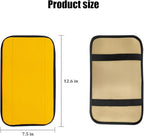 Car Center Console Cover, PU Leather Vehicle Armrest Seat Box Cover Protector, Comfortable Automotive Interior Arm Rest Cushion Pad Accessories, Universal for SUV Sedan Truck (Yellow)