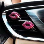 4pcs Red Purple Lips Car Vent Clips Air Freshener Dazzling Lipstick Girly Car Decor Accessories for Women Bling Car Interior Decorations Refillable Diffuser