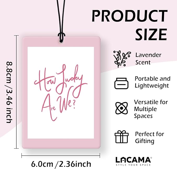 Lacama Pink Girly Car Air Freshener 3Pcs, Coquette Bow Cherry How Lucky Are We Cars Scents Air Freshener for Women Girls Gifts, Preppy Cute Car Accessories Interior Mirror Decor Hanging