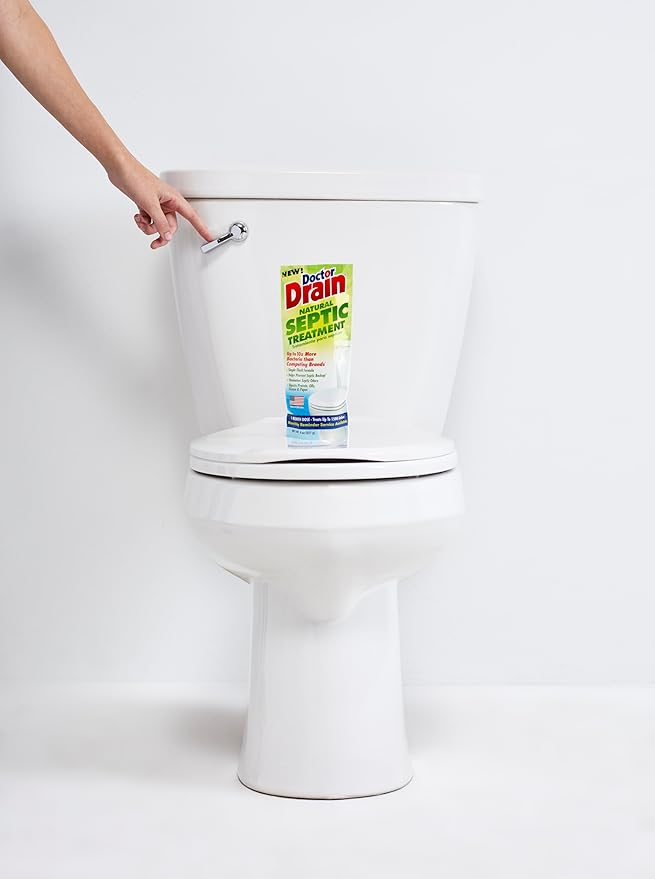 Monthly Natural Septic Tank Treatment - One Flush Septic Enzyme Treatment Packets, Eliminates Odors Effectively, Prevents Septic Backup, Safe for All Pipes (Packet of 6)